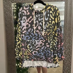 SUPER SOFT White Birch multi color cheetah hoodie!
